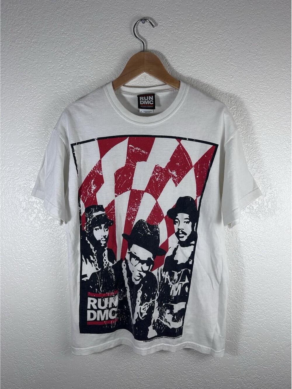 Vintage 2007 Run DMC Graphic Band T-Shirt Men’s Medium White Hip Hop Rap Tee